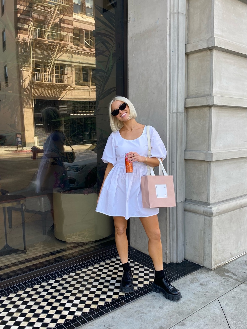 Lusana puff sleeve perfect white summer dress